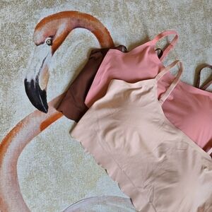 Danskin Intimates Bundle Of 3 Bralettes XL Coral Brown Nude Stretch Soft Straps